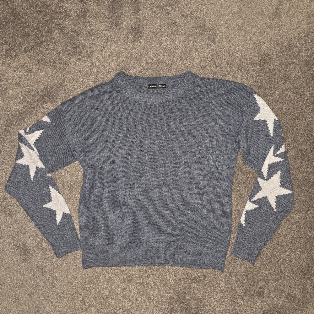 SHEIN Heather Blue Knit Sweater